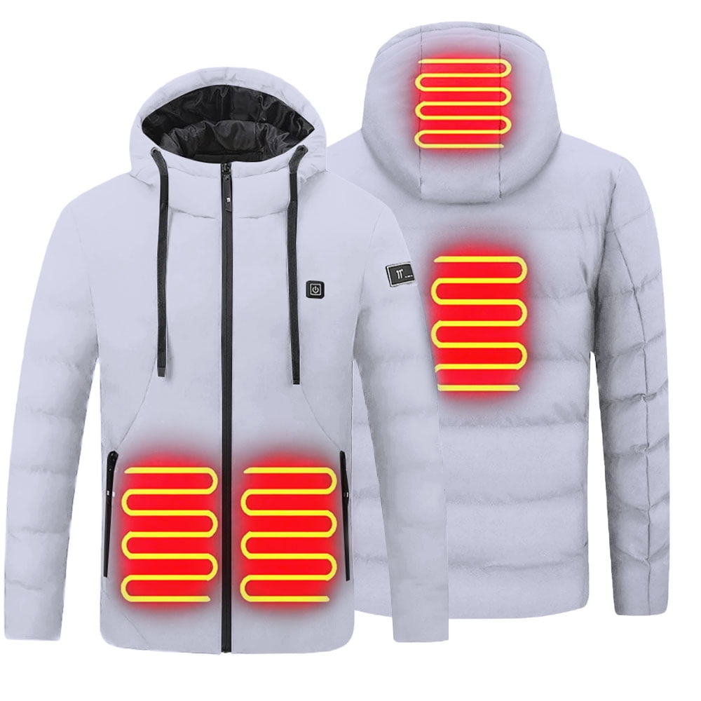 Ploreser Men Outdoor Warmth Electric Heated Coat Jacket,Hooded Heated