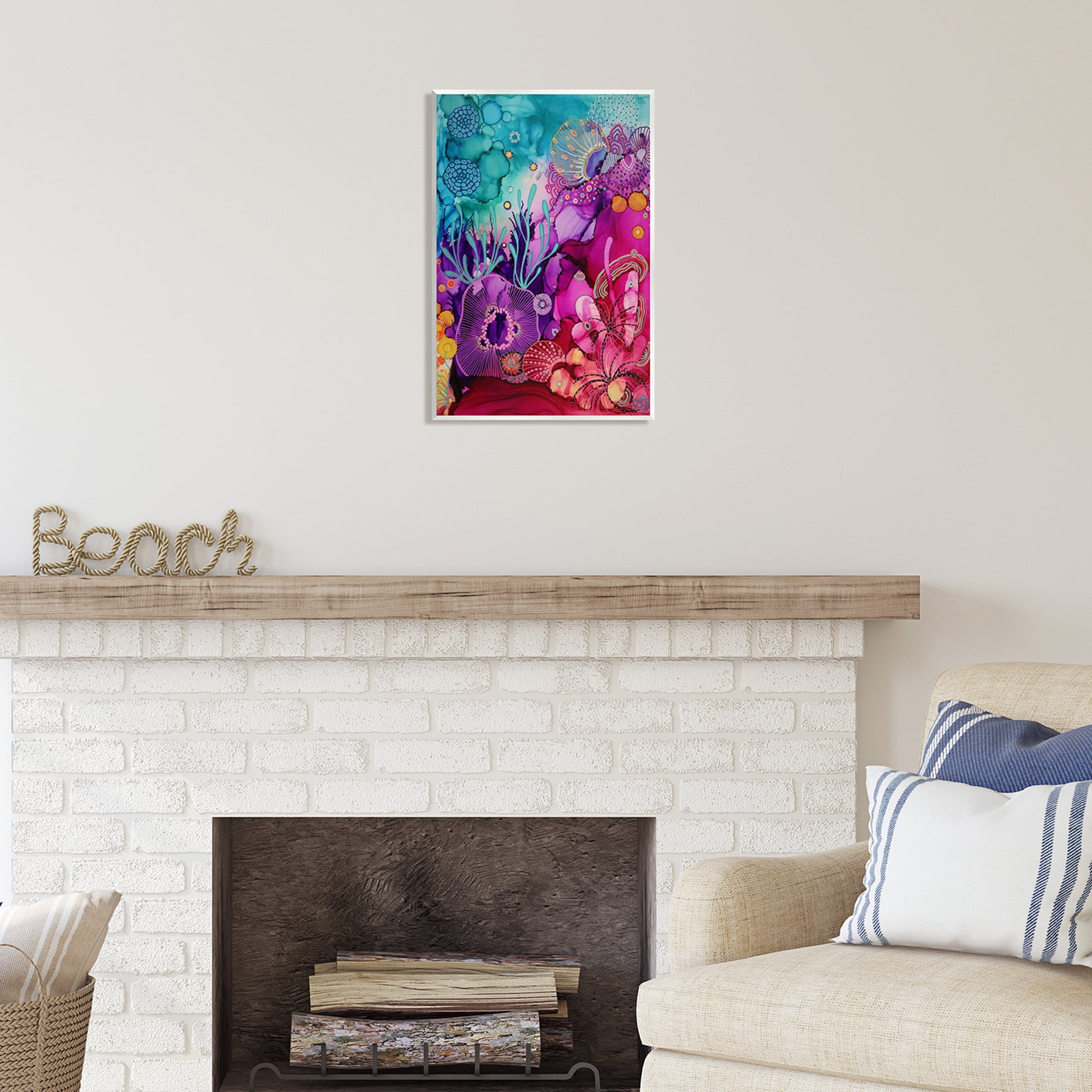 Stupell Industries Abstract Coral Pattern Abstract Painting Unframed Art Print Wall Art, 13 x 19