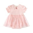 thumbnail image 3 of Hotiary Newborn Baby Girl Cute Bodysuit Romper Dress Infant Ruffle Short Sleeve Floral Print Birthday Party Holiday Princess Tulle Dress Toddler Spring Summer Fall Clothes Pink for 0-24 Months, 3 of 7