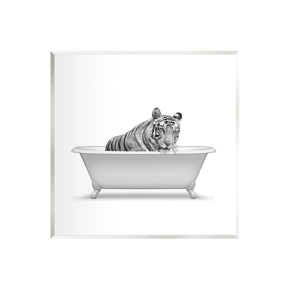 Stupell Industries Wild Tiger Claw Foot Bathtub Graphic Art Unframed Art Print Wall Art, Design by Annalisa Latella