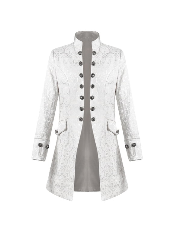 Men's White Tailcoat Jacket Double Breasted Victorian Frock Wedding Prom Coat Tuxedo White XXL