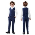 thumbnail image 2 of Visaccy Full Sleeves Collar Shirt Waistcoat Printed Tie Pant Formal Outfit Set (Big Boys), 2 of 5