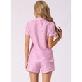 thumbnail image 3 of DARING DIVA Women's Short Sleeve Button Up Top and Shorts Pajamas Set M Pink, 3 of 6