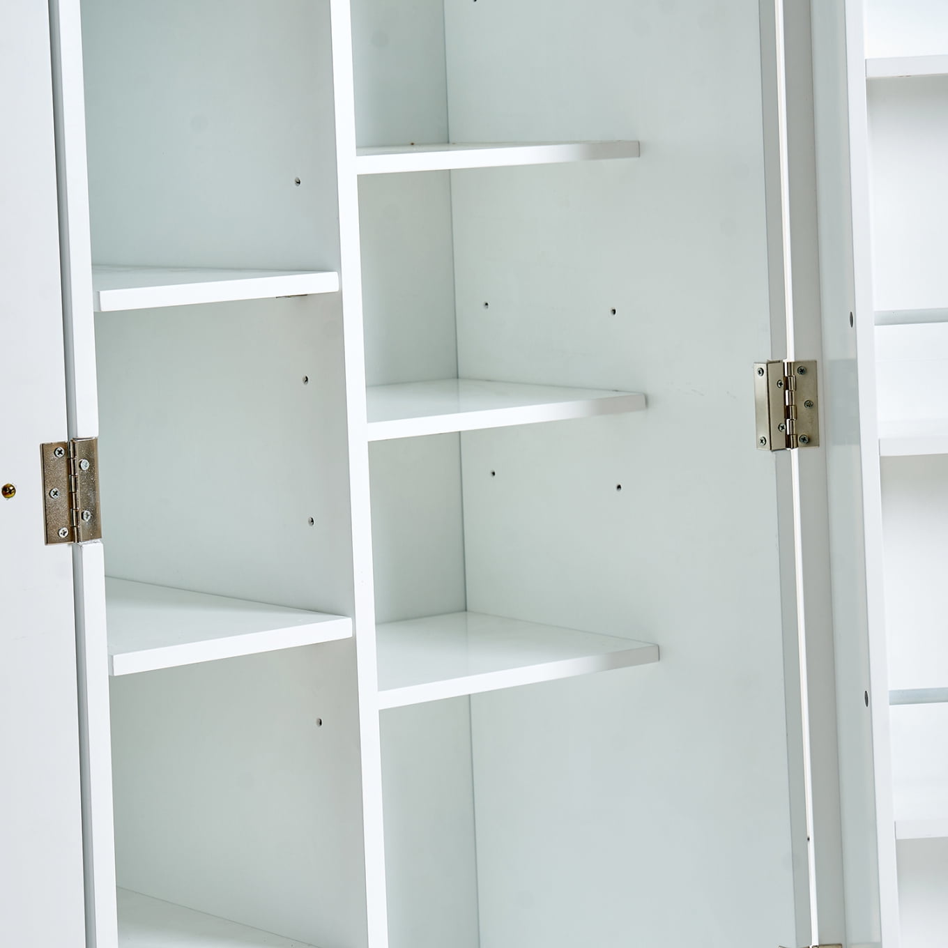 Freestanding Kitchen Pantry Cabinet with Adjustable Shelves & Door Storage, Space-Saving White Cabinet for Kitchen, Dining Room Craft Room Organization (Small Size)
