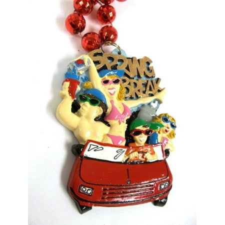 Spring Break Car Girls Beach Mardi Gras Bead Necklace