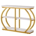thumbnail image 3 of Fnova 41.3" Industrial Console Table, 3-Tier Entryway Table with Arched Metal Frame, Storage Shelves, Easy Assembly, for Living Room, Hallway, 3 of 15