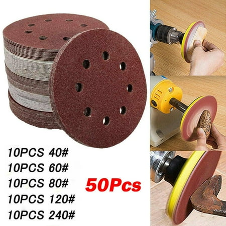 

50 - 125mm - 5in Sanding Discs 40 60 80 120 240 Grit Orbital Round Sander Pads