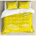 thumbnail image 1 of Yellow and White King Size Duvet Cover Set, Fresh Artistic Pattern Juicy Lemons Organic Citrus Ripe Fruit Vegetarian, Decorative 3 Piece Bedding Set with 2 Pillow Shams, Yellow White, by Ambesonne, 1 of 3