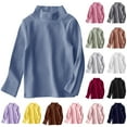 thumbnail image 2 of Utoimkio Toddler Boy Girls Cotton Basic T-Shirt Warm Long Sleeve Fall Pullover Sweatshirts Unisex Solid Color Turtleneck Long Sleeve Shirts Tops for Kids Size 1-11T, 2 of 6