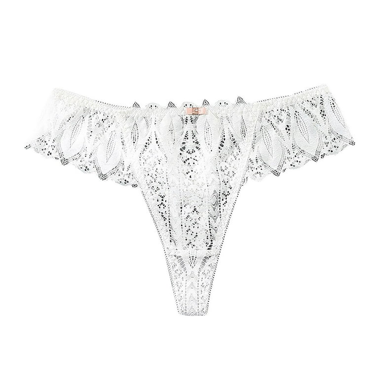 JDEFEG Panties Lingerie Womens Lace Breathable Lace Hollow Out And Raise  The Pure Brief Panties Womens Plus Size Cotton Underwear Full Coverage Lace  White M 