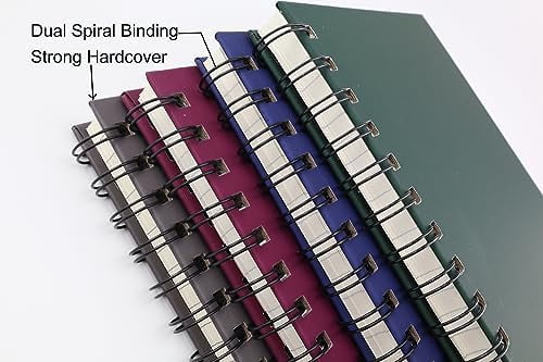 Spiral Notebook Journal,4 Pack A5 Hardcover Spiral Notebooks,5.7" x 8.5",160 Pages,100gsm Paper,College Ruled Journals for Study and Notes (Red, Green,Blue,Grey)