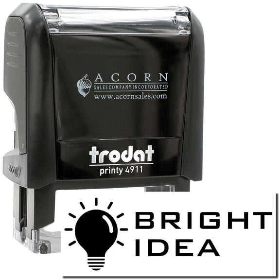 Self-Inking Bright Idea Stamp, Trodat Printy 4911, Press and Print Stamping, Impression Size 5/8" x 1-1/2", Up to 10,000 Impressions - Black Ink