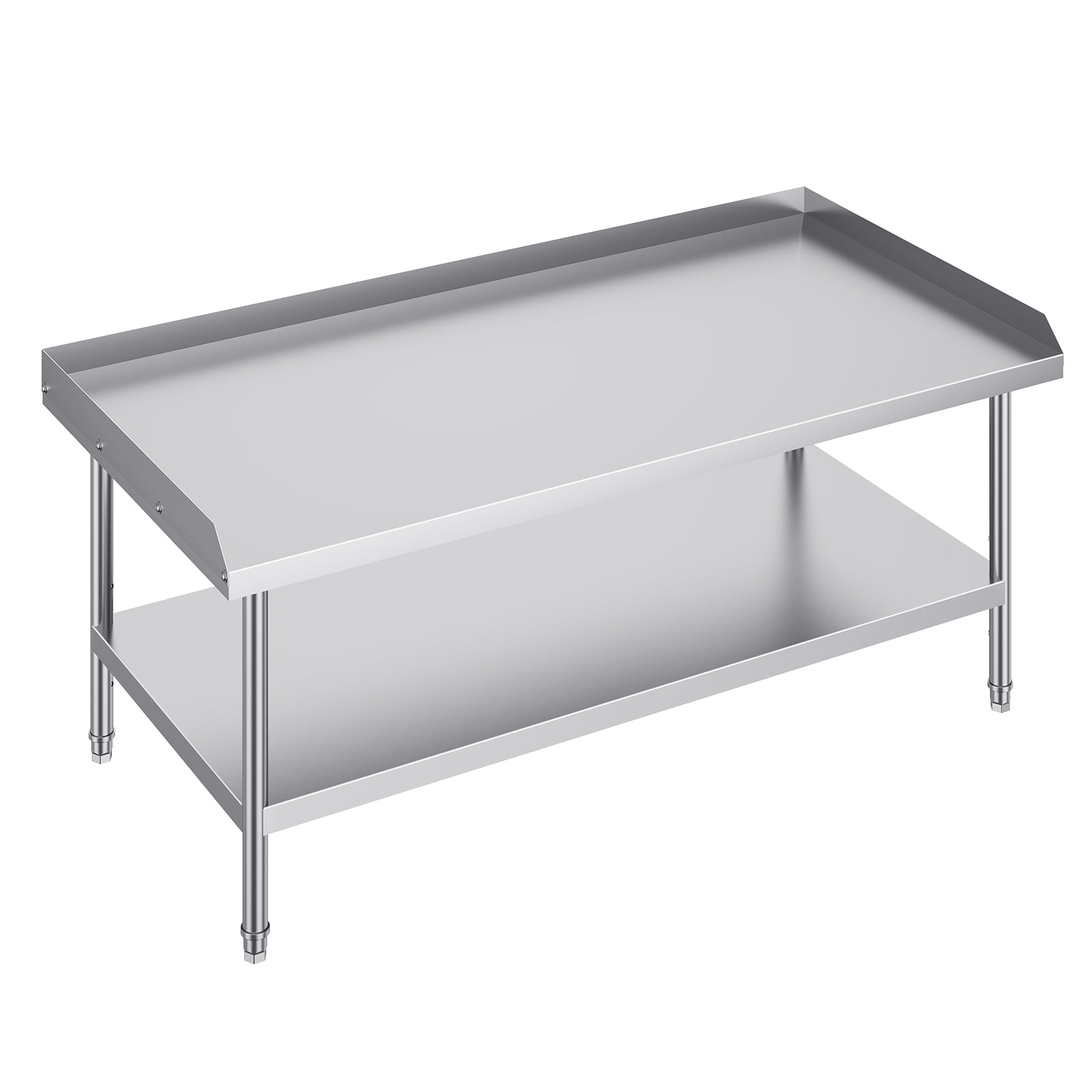 KFFKFF Stainless Steel Work Table, 30 x 60 x 26 Inch Commercial Food Prep Table with 3-Sided Backsplash, Durable Metal Workstation for Kitchen, Restaurant, or Home Use