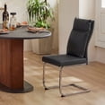 thumbnail image 5 of Dining Chairs Set of 2, Faux Leather with Thick Cushion and C-Shape Chrome Base, Modern Kitchen and Living Room Chairs, Black, 5 of 11