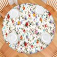 thumbnail image 2 of Pioneer Flower Floral Print Pattern Round Fitted Tablecloth with Elastic Edge,Dining Table Cover Waterproof,Outdoor Round Tablecloth for Camping,Dining,Indoor and Outdoor, 2 of 7