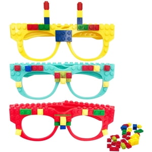 3 Pcs DIY Building Bricks Glasses Building Blocks Games for Kids Creative Building Block Birthday Party Favors, Carnival Party Games Supplies