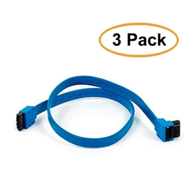 3 Pack, 18 inch SATA 6Gbps Cable w/ Locking Latch ((90 Degree to 180 Degree),) Blue