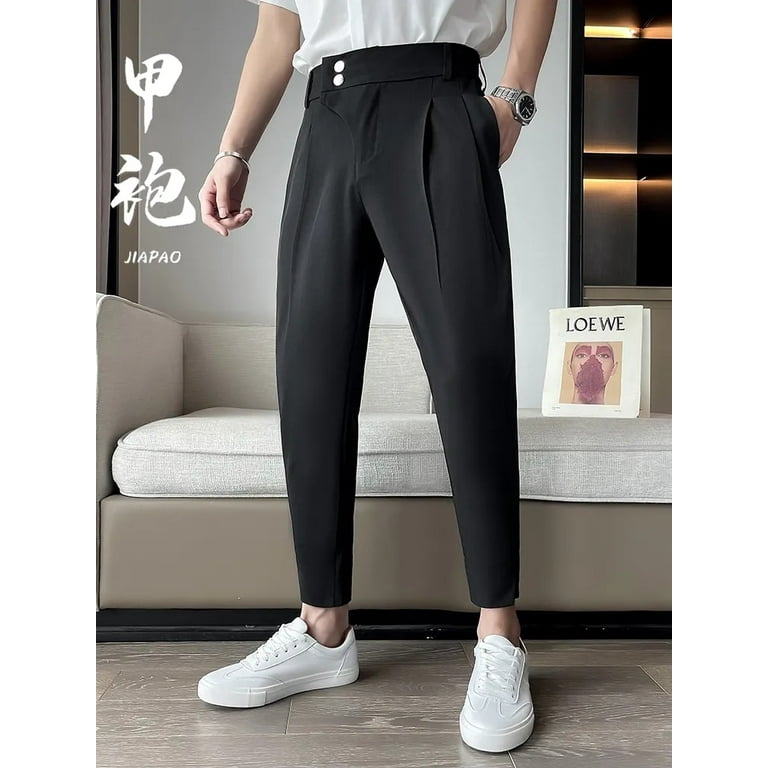 Elegant Casual Blazer Pants Men Korean Fashion Slim Formal