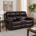 thumbnail image 6 of Benjara Linden 69" Loveseat with Dual Recliners- Console- Brown Faux Leather, 6 of 7