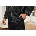 thumbnail image 5 of U2SKIIN Mens Silk Pajamas, Long Sleeve Men Satin Pajamas Set Striped Button Down 2-Piece Pjs Set,(Black Stripe,M), 5 of 6