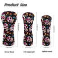 thumbnail image 6 of Uorisanigo Sugar Skull Golf Club Head Covers for Fairway Woods, Drivers and Hybrid, - 3-Pack Golf Club Headcovers for Men & Women- Premium PU Leather, Double Elastic Band, 6 of 7