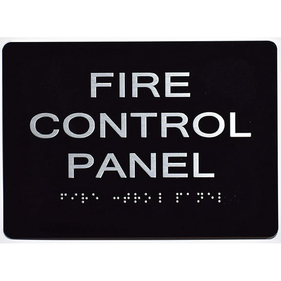 FIRE Control Panel Sign Black (Aluminium, Black/Silver,Size 5x7) The Sensation line