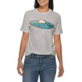 thumbnail image 3 of UFO Space Craft Graphic Design Ring Spun Combed Cotton Short Sleeve Deluxe Jersey T-Shirt - Heather Grey 3XL, 3 of 4