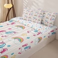 thumbnail image 3 of Metsweet Kawaii Rainbow Unicorn Zipper Twin Comforter Sets with Fitted Sheet and 2 Pillowcases, Stars Print Zipper Bedding Set,4-Piece, 3 of 6