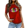 thumbnail image 1 of PMUYBHF Mode pour Femmes Hauts Décontractés Manches Courtes Col Rond T-Shirt Imprimé Ample 4558 TG, 1 of 5