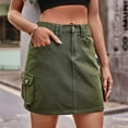 thumbnail image 6 of JWZUY Women's Cargo Skirt Button Mini Cargo Denim Skirt with Pocket Army Green S, 6 of 8