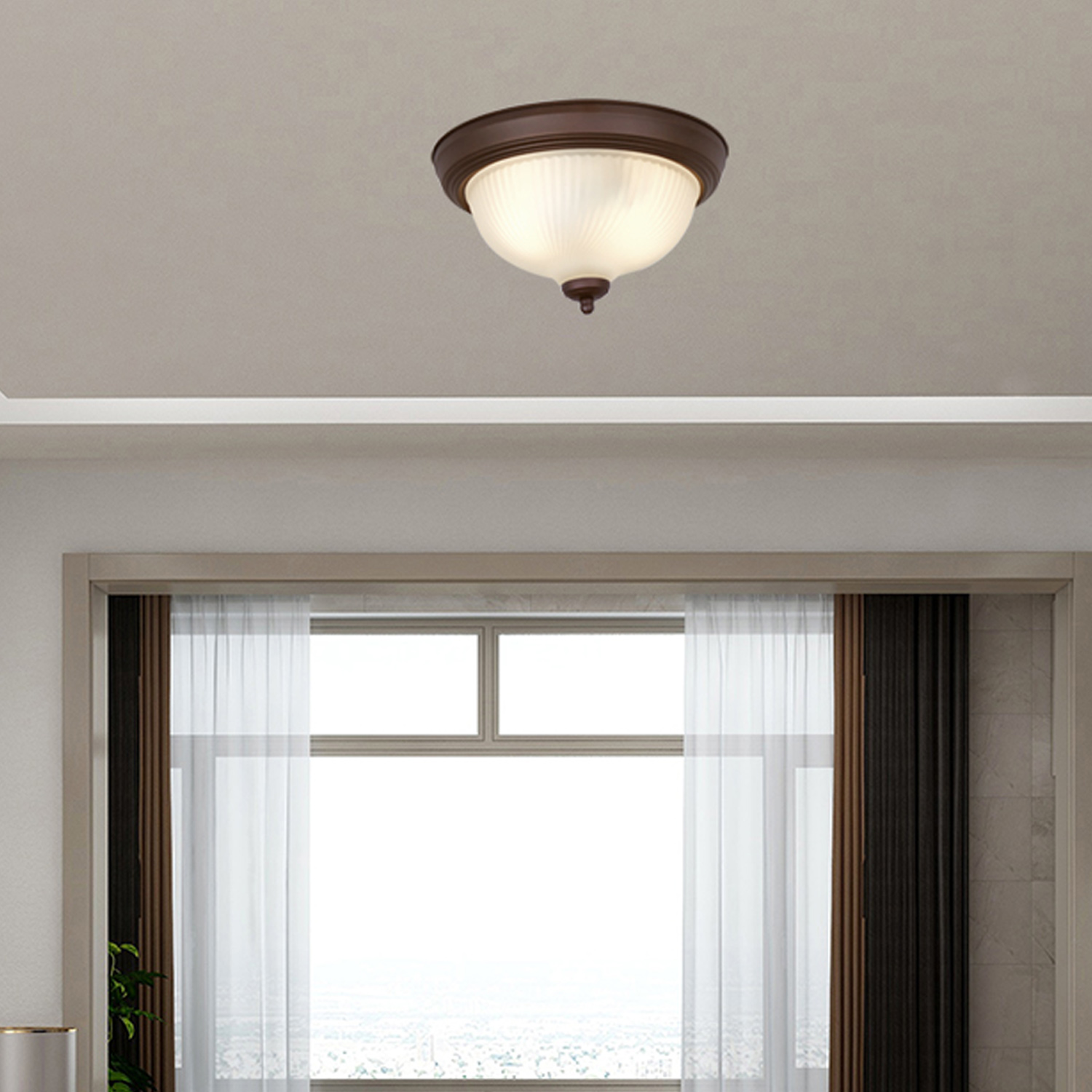 Mainstays 10.98 in Indoor Flush Mount Ceiling Light, Bronze photo 8