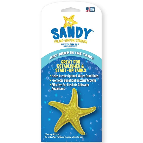 Tank Pals: Sandy The Bio-Support Starfish - 1 Pack, Yellow- Promotes A Healthy Balanced Aquarium Ecosystem, Probiotic Growth, Tank Environment Control