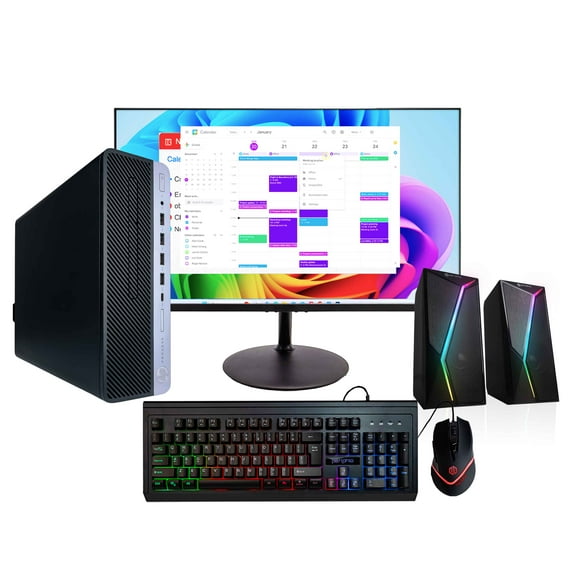 Restored HP ProDesk 400 G6 Desktop PC, Intel Core i5 3.2GHz, 16GB RAM, 250GB NVMe   500GB SSD, Win 11 Pro, WiFi, BT, Gaming KBM, RGB Speakers, 22" Monitor – Blair Tech (Refurbished)