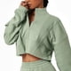 thumbnail image 1 of Sudadera de mujer de manga larga con cuello alto, blusa holgada deportiva informal transpirable con cremallera para exteriores, gris, verde, S, 1 of 5