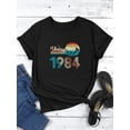 thumbnail image 3 of QAFOPEH Women Vintage 1984 Limited Edition Shirt Crewneck Tee 40th Birthday Gifts Tops, 3 of 7