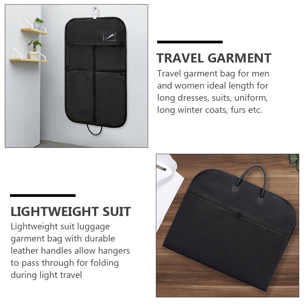 Uonlytech 1Pc Black Oxford Cloth Garment Bag for Suits with Double Handles for Travel Use