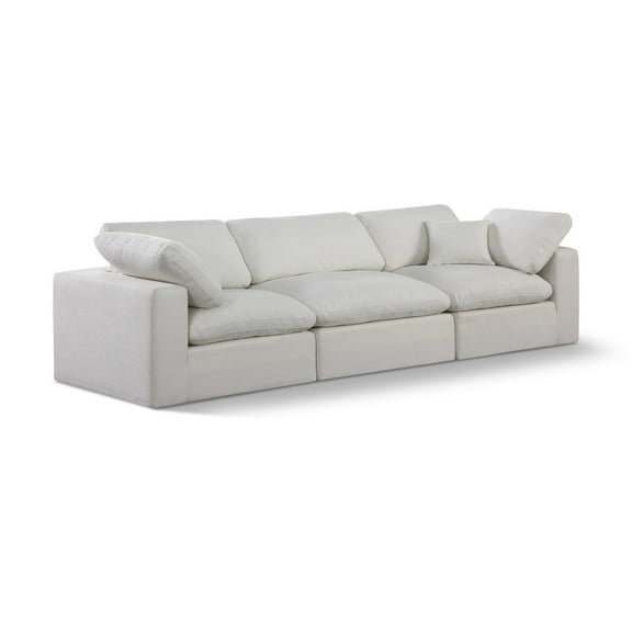 Meridian Furniture Comfy Cream Linen Textured Fabric Modular Sofa