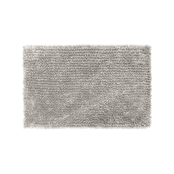 Jean Pierre Mega Solid Print Gray Polyester Bath Rug, 2' x 1.5', Non-Slip