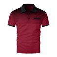 thumbnail image 5 of Fznquz T Shirts for Men Short Sleeve Gradient Polo Red T-Shirts Button Summer Shirts Men S, 5 of 5
