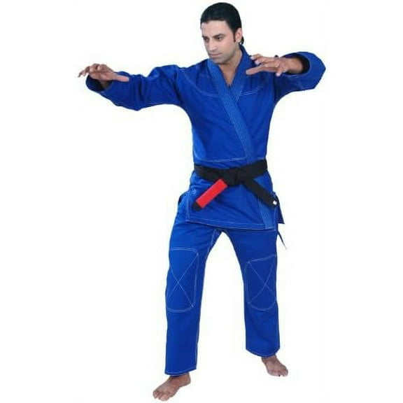 Woldorf USA Kids Good Luck Jiu Jitsu Kimono Gold Weave Blue 1 No Logo, Brazilian Jiu Jitsu, Training Uniforms, Pre-Shrunk, Ultra Light Weight Uniforms Soft Fabric