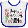 thumbnail image 3 of Inktastic Happy Birthday, Mom Pink Flowers Boys or Girls Baby Bib, 3 of 4