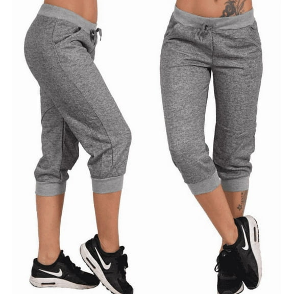 Women's Loose Casual Sports Pants Solid Color Thin Cropped Pants