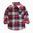 thumbnail image 3 of YIWULA Baby Boys Plaid Shirt Toddler Flannel Button Down Jacket Long Sleeve Outfits Infant School Uniform Shirts Cotton Shacket Coat(5-6 Years,Watermelon Red), 3 of 4