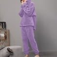 thumbnail image 5 of cfhntfmh Two Piece Sets for Women Sweatsuit Wide Leg Jogger Sets with Pockets Long Sleeve Lapel V Neck Sweatshirt Fall Tracksuit（Purple,Large), 5 of 7