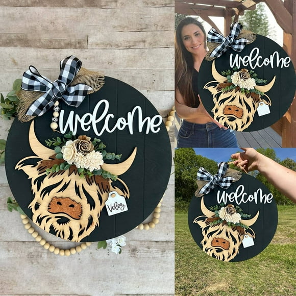 Tête de Lit Décorative de Bienvenue de Ferme d'Été avec Design Floral 3D Pendaison de Crémaillère pour Votre Entrée