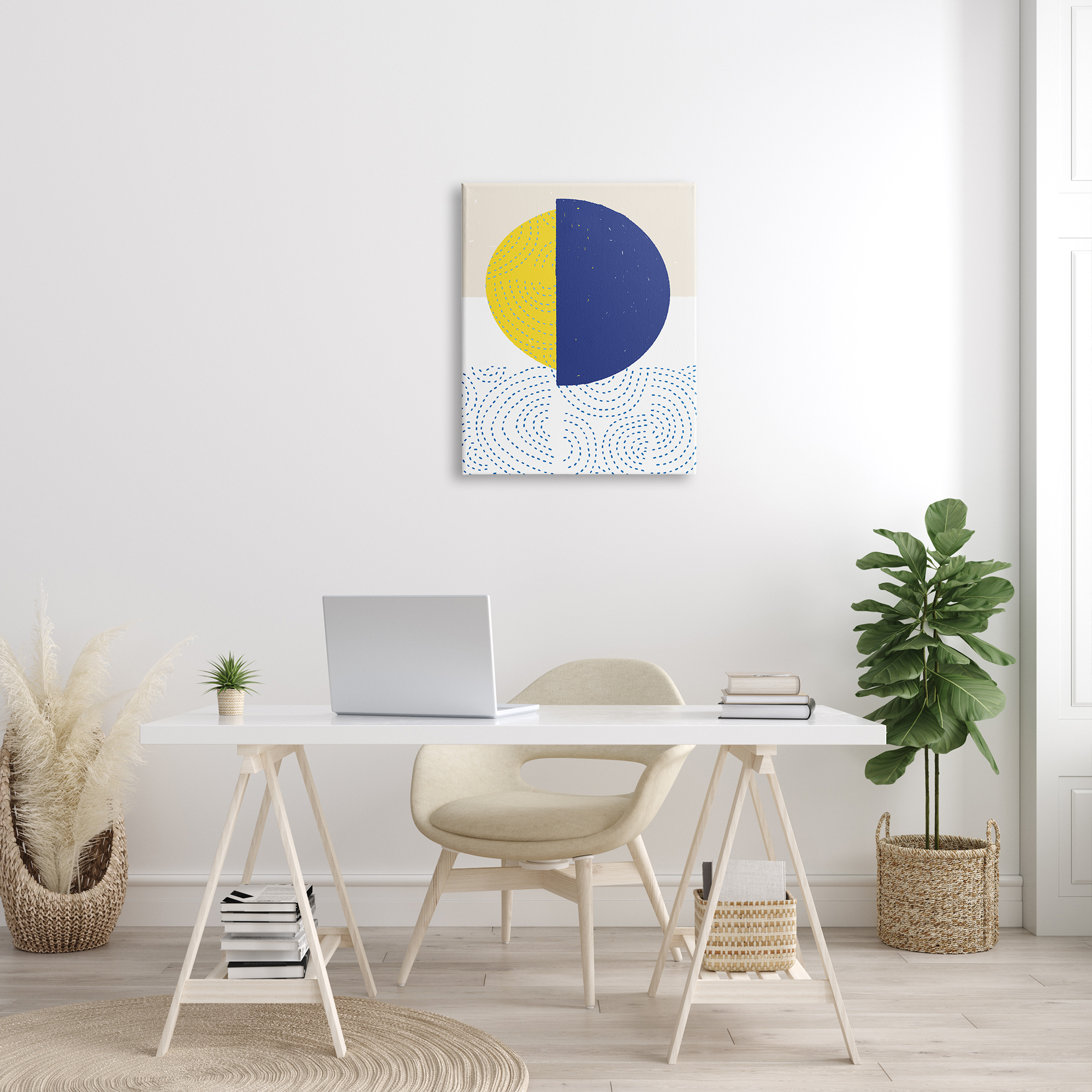 Stupell Industries Rising Sun over Ocean Waves Abstract Striped Patterns, 24 x 30, Design by Jen Bucheli