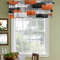 thumbnail image 5 of Orange Gray Black Valances for Windows, Modern Abstract Geometric Plaid Light Filtering Kitchen Curtains, Rod Pocket Window Valance Curtains for Living Room Bedroom, 54" W x 18" L, 2 Panels, 5 of 9