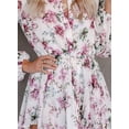 thumbnail image 7 of Asyoly Womens Dresses Boho Floral Print Ruffles Lantern Sleeve Button Down Swing Mini Dress Tie Waist Shirt Dresses, 7 of 7