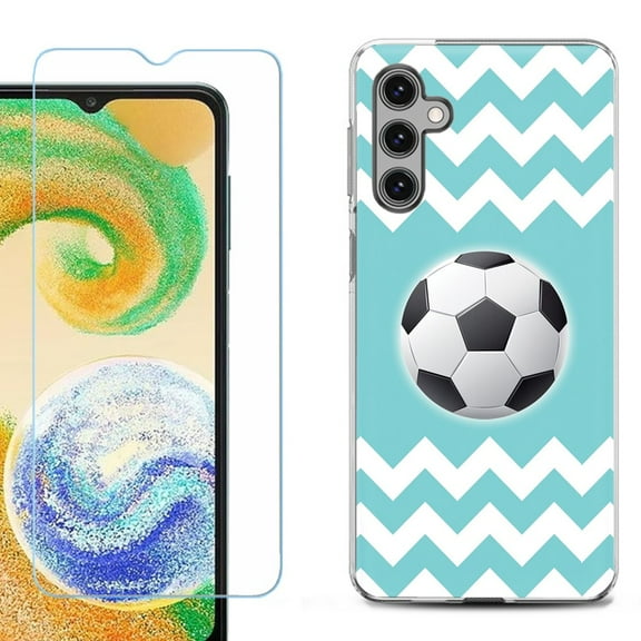 OneToughShield ® Compatible with Samsung Galaxy A15 5G, Shockproof Phone Case, with Tempered Glass Screen Protector - Chevron/Soccer