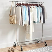 Better Homes & Gardens Heavy Duty Garment Drying Clothes Rack - Adjustable Height, Folding, Rolling, Metal, Silver - Closet Organization